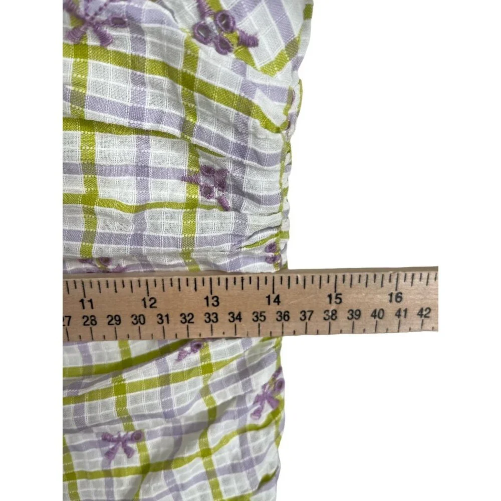 Zara Women’s Checkered Draped Mini Dress Balloon‎ Sleeve Floral sz M